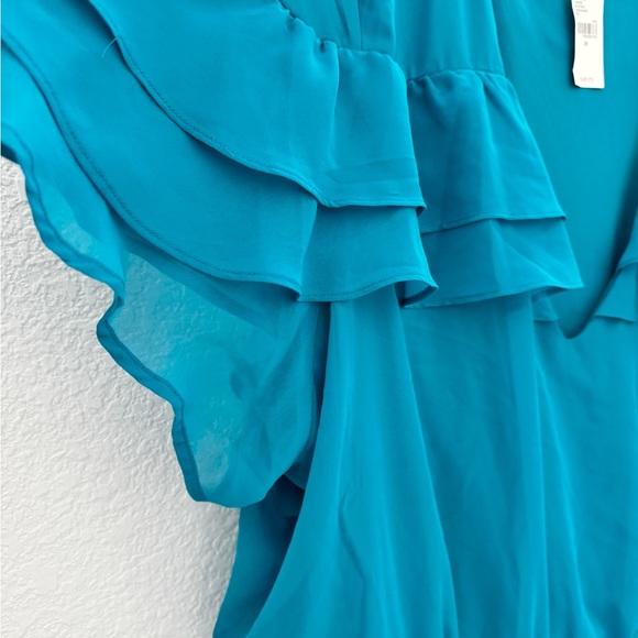 Lane Bryant teal ruffle blouse size 28 - Picture 4 of 5